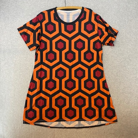 XXL The Shining Carpet Pattern Short Sleeve Dress • Soft • Halloween Dress - Picture 1 of 5
